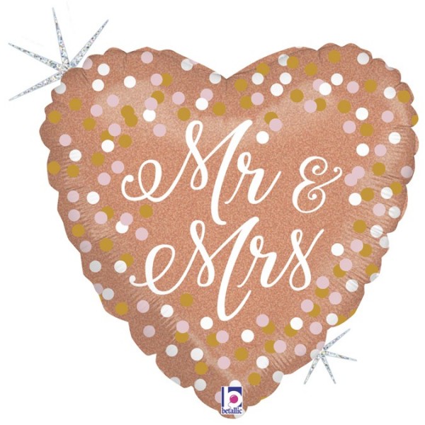 Shape cuore 18"/45 cm Mr and Mrs rose gold