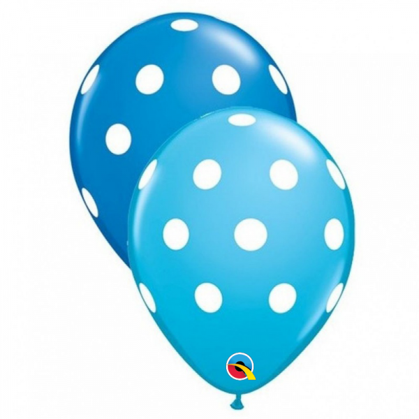 Palloncino 11"/28 cm polka dots mix azzurro-blu