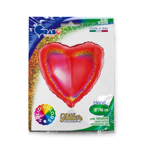 Shape cuore Glitter rosso 18"/45cm Grabo