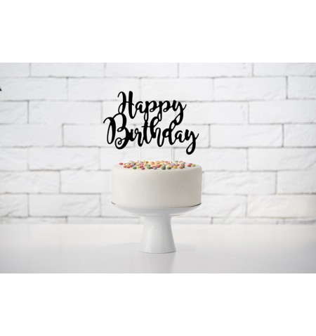 Cake topper Happy birthday nero 22,5cm