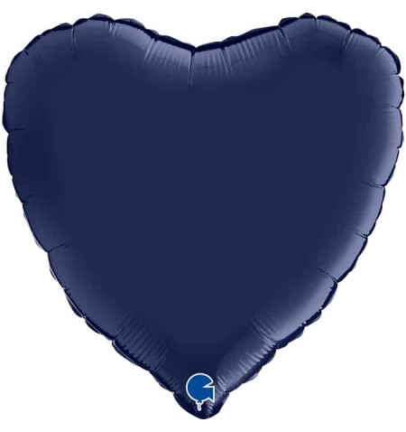 Shape cuore 18"/45cm Navy blue satin Grabo 1pz.