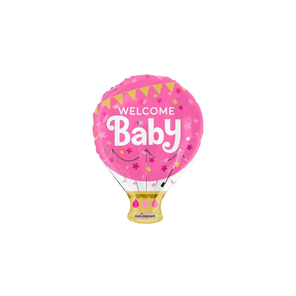 Shape mongolfiera Welcome baby 18"/45cm rosa