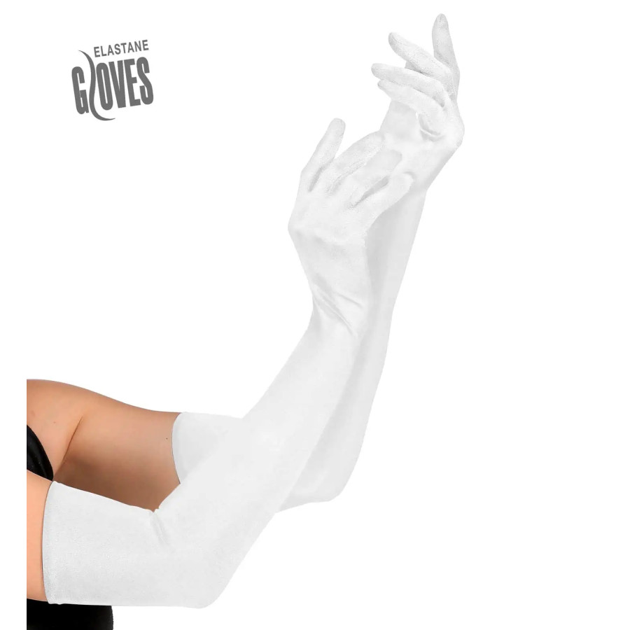coppia di guanti lunghi bianchi in cotone 60cm