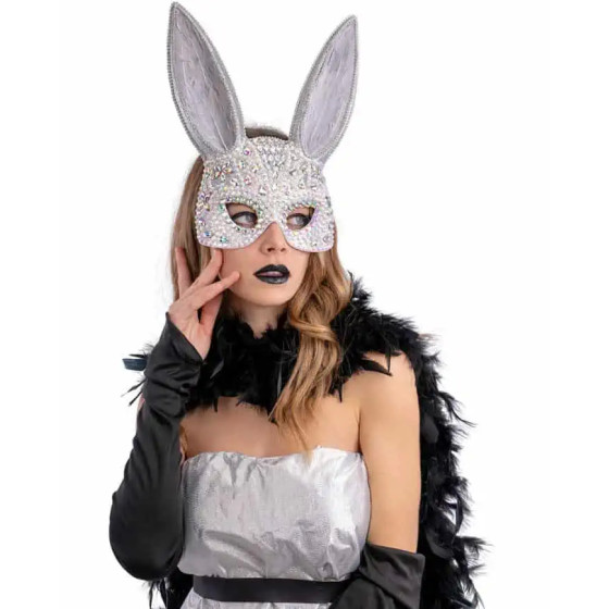 Maschera Deluxe coniglio con strass