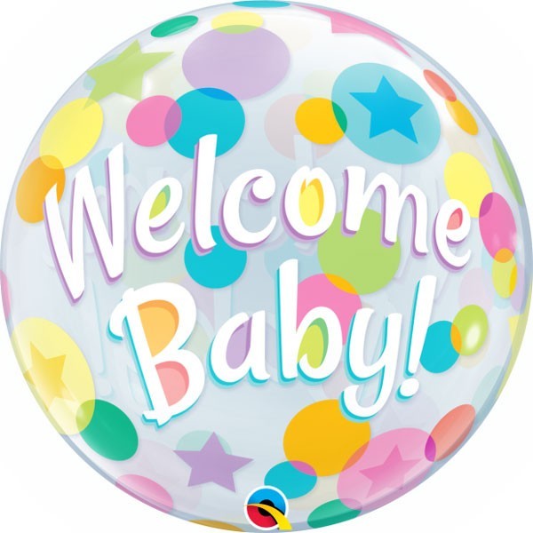 Pallone bubble 22"/ 56 cm  Welcome baby